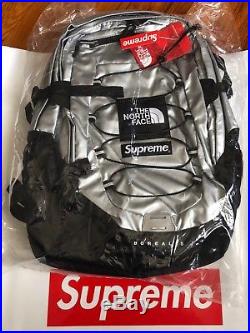 SUPREME x The North Face Metallic Borealis Backpack SILVER Chrome IN