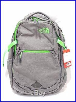 grey and green north face backpack