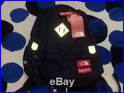 2015 Ss Supreme Cdg Box Logo The North Face Denim Backpack Shoulder Tnf Book Bag