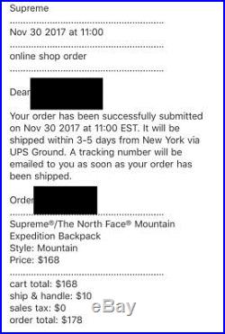 CONFIRMED Supreme X Tnf The North Face Mountain Expedition Backpack FW17 box