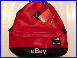 NWT Supreme THE NORTH FACE Leather Day Backpack Red FW17 In Hand 100% AUTHENTIC
