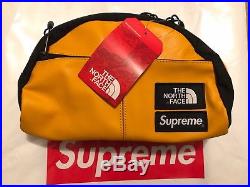 NWT Supreme THE NORTH FACE Leather Lumbar Pack Waist Bag Yellow 100% AUTHENTIC