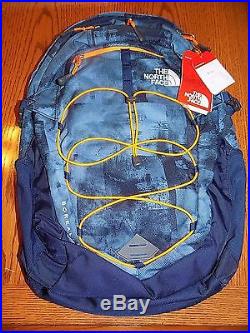 NWT THE NORTH FACE Borealis Backpack COOL BLUE TEXTURE ORANGE 15 LAPTOP BAG