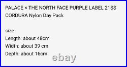 PALACE × THE NORTH FACE PURPLE LABEL 21SS CORDURA Nylon Day Pack Used Good Rare