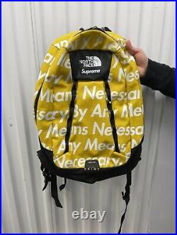 Rare FW15 Supreme x THE NORTH FACE By Any Means Necessary BAMN yellow backpack