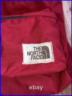 Rare Vintage 80s North Face Red Backpack Day Bag Brown Label Hard to Find Unisex