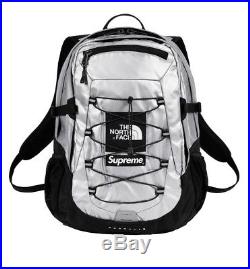 SUPREME x The North Face Metallic Borealis Backpack IN HAND Silver Chrome TNF