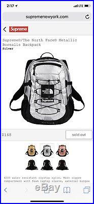 SUPREME x The North Face Metallic Borealis Backpack SILVER Chrome IN HAND TNF