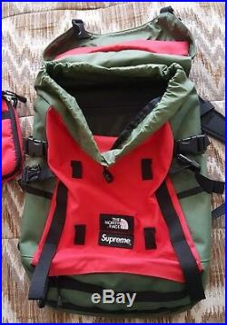 Supreme North Face Steep Tech Olive Green Red Back Pack Bag TNF Box Logo Limited