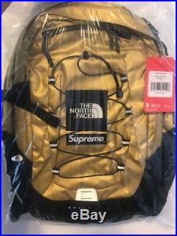 Supreme Northface Metallic Borealis Gold Backpack Brand New