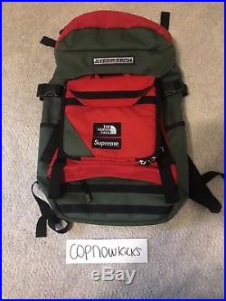 Supreme Steep Tech North Face Backpack Red And Green TNF
