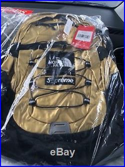 Supreme/The North Face Metallic Borealis Backpack Gold 2018 SS18 In Hand