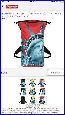 Supreme/The North Face Statue Of Liberty Waterproof Backpack RED Sold Out