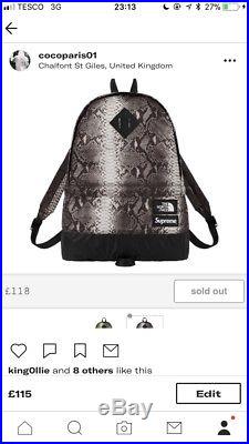 Supreme X The North Face Black Snakeskin Lightweight Day Pack SS18 Backpack TNF