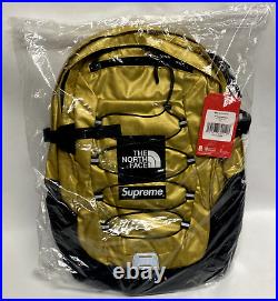 Supreme x North Face SS18 GOLD Metallic Borealis Backpack BRAND NEW TNF RARE
