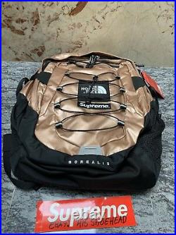 Supreme x North Face SS18 Metallic Rose Gold Backpack Borealis BRAND NEW