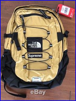 Supreme x The North Face Metallic Borealis Backpack Bag Gold Authentic New