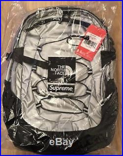 Supreme x The. North Face TNF Metallic Silver Borealis Back Pack Bag Brand New
