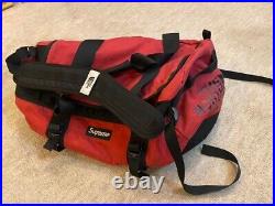 Supreme x The North Face Waxed Base Camp Duffle Bag Backpack Red 2 in 1 Used