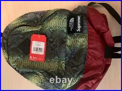 Supreme x The North Face snakeskin Backpack / Day Pack Red Green AUTHENTIC NWT