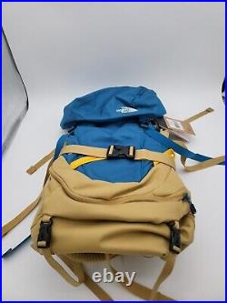 The North Face Banff Blue Youth Terra 55 L Hiking Camping Backpack Tan Woods New