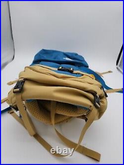 The North Face Banff Blue Youth Terra 55 L Hiking Camping Backpack Tan Woods New