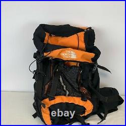 The North Face Frontier Traveling Hiking Backpack Black Orange