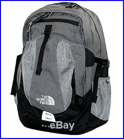 The North Face Men's Recon laptop backpack book bag grey heather/Tnf black