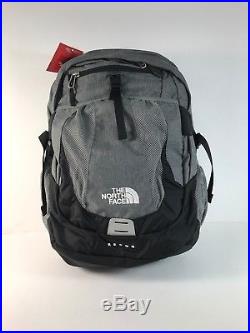 The North Face Mens Recon laptop backpack book bag grey heather/Tnf black