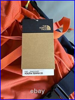 The North Face Navy Orange Youth Terra 55 L Hiking Camping Backpack