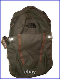 The North Face Olive Green Brown Leather Pivoter Special Edition Backpack (29L)