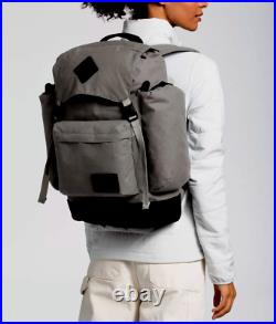 The North Face Slate Grey canvas & leather Rucksack Backpack retail $180
