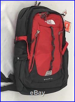 The North Face Surge II Backpack Bag Tablet 17 Inch Laptop Compartment Red Grey