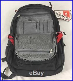 The North Face Surge II Backpack Bag Tablet 17 Inch Laptop Compartment Red Grey