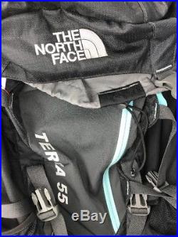 The North Face Terra 55 Back Pack Camping Traveling Pack Black And Baby Blue