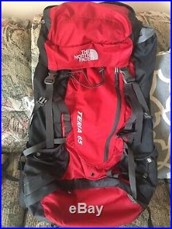 The North Face Terra 65L Backpack Red Backpacking Hiking Travel Size S/M