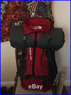 The North Face Terra 65L Backpack Red Backpacking Hiking Travel Size S/M