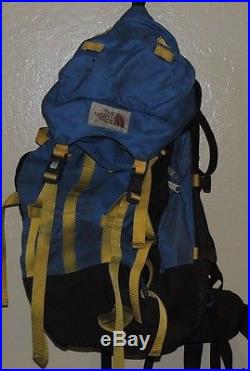 The North Face Vintage Brown Label Blue Internal Frame Hiking Backpack Bag