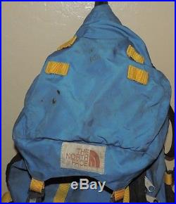 The North Face Vintage Brown Label Blue Internal Frame Hiking Backpack Bag