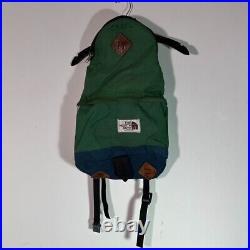 VTG 70s The North Face Brown Label Daypack Green Blue with Leather USA B2