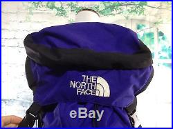 VTG 90s The North Face Backpack Hiking Bag Day Pack Large Black Purple Camping