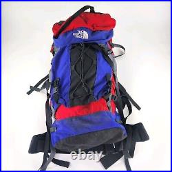 VTG The North Face Internal Frame Backpack Hiking Red Blue Top Load USA Bag Sz L