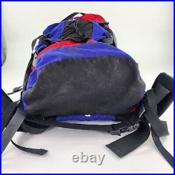 VTG The North Face Internal Frame Backpack Hiking Red Blue Top Load USA Bag Sz L