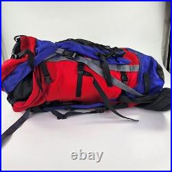 VTG The North Face Internal Frame Backpack Hiking Red Blue Top Load USA Bag Sz L