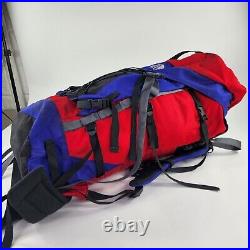 VTG The North Face Internal Frame Backpack Hiking Red Blue Top Load USA Bag Sz L