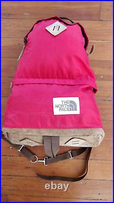 Vintage 1970's North Face Day Pack Teardrop Brown Label Red Suede Leather Bottom