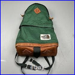 Vintage The North Face Backpack Green Made In USA Brown Label 1980's 2 Pocket