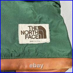 Vintage The North Face Backpack Green Made In USA Brown Label 1980's 2 Pocket