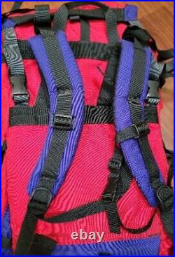 Vintage The North Face Backpack Hiking Camping Internal Frame Red Blue Blk REG