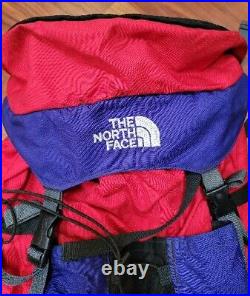 Vintage The North Face Backpack Hiking Camping Internal Frame Red Blue Blk REG